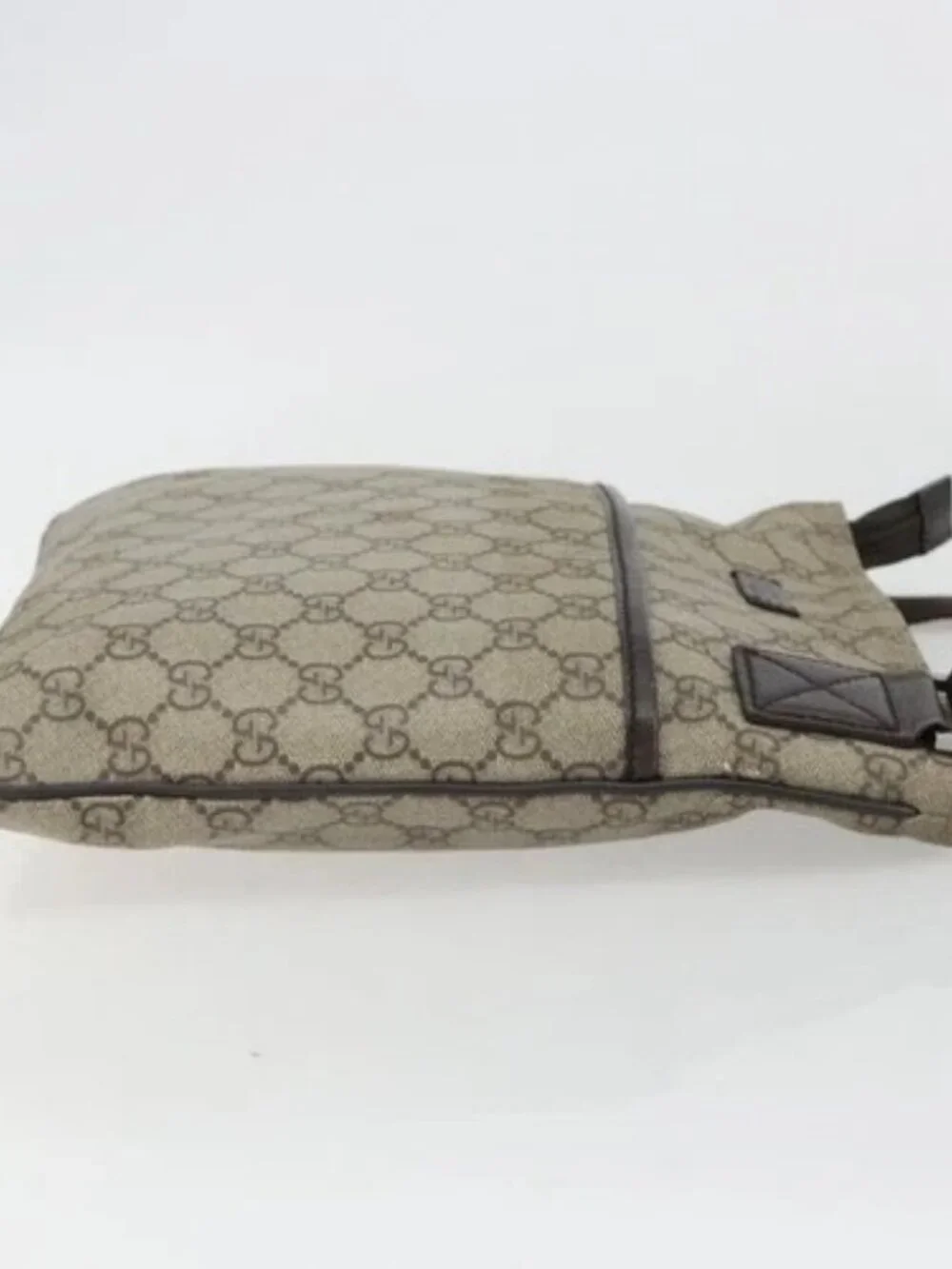 GUCCI GG Supreme Shoulder Bag PVC Beige Silver 141626 Auth 190277A
